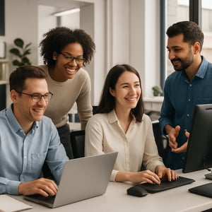 team working in office environment
