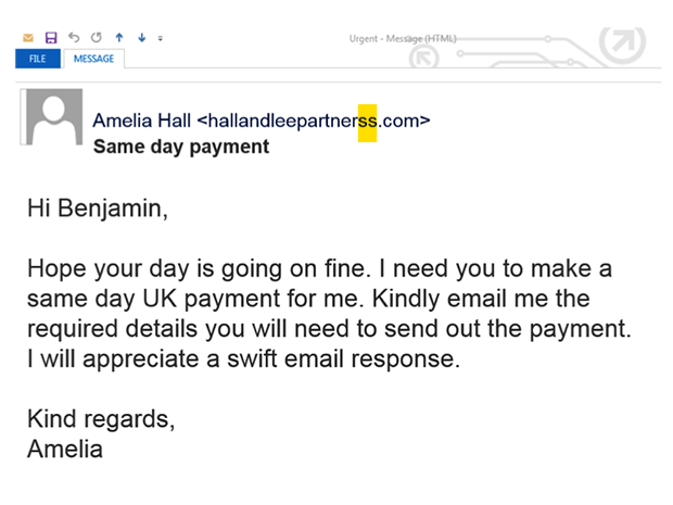 Example of Whaling - Spear Phishing